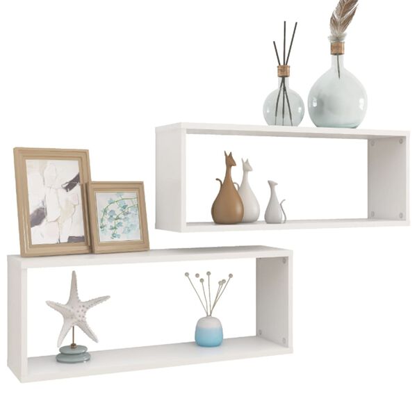 vidaXL رفوف جدارية مكعبة 2 ق أبيض 60×15×23 سم خشب صناعي