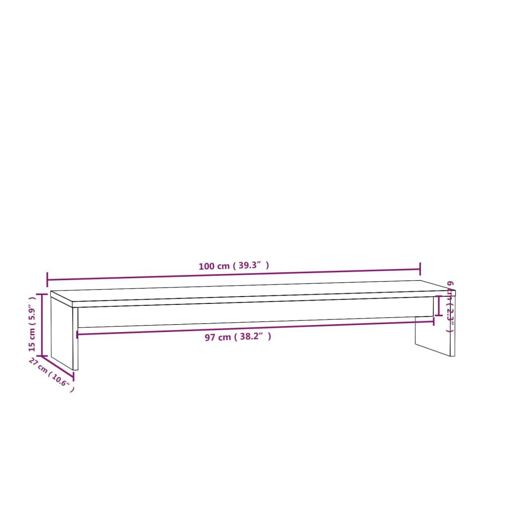 vidaXL حامل شاشة 15x27x100 سم خشب صنوبر صلب