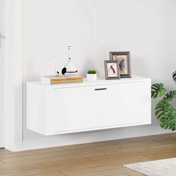 vidaXL خزانة حائط للأحذية أبيض 100x35x38 سم خشب صناعي