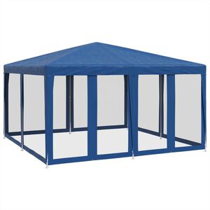 vidaXL خيمة حفلات 8 جدران جانبية شبكية لون أزرق 4&times;4 م HDPE