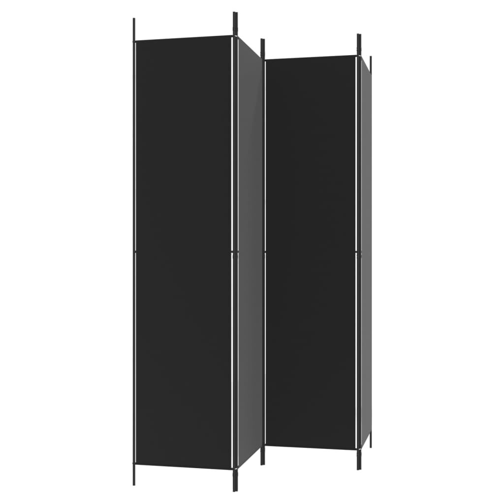 vidaXL مقسم غرفة 4-ألواح أسود 200×220 سم قماش