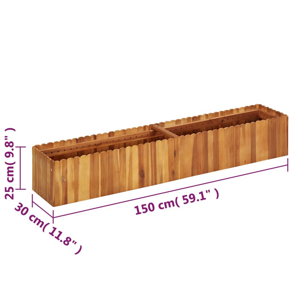 vidaXL حوض حديقة مرتفع 150×30×25 سم خشب أكاسيا صلب
