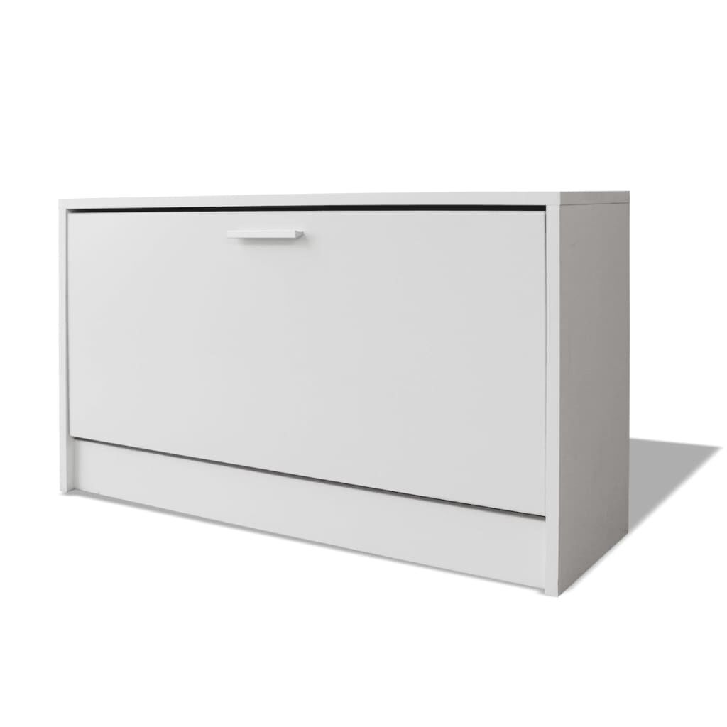 vidaXL مقعد تخزين أحذية أبيض 80×24×45 سم