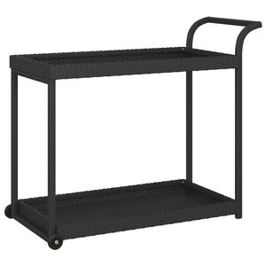 vidaXL عربة بار مع درج أسود 100&times;45&times;83 سم بولي روطان
