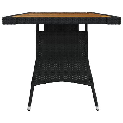 vidaXL طاولة حديقة أسود 160×70×72 سم بولي روطان وخشب أكاسيا صلب