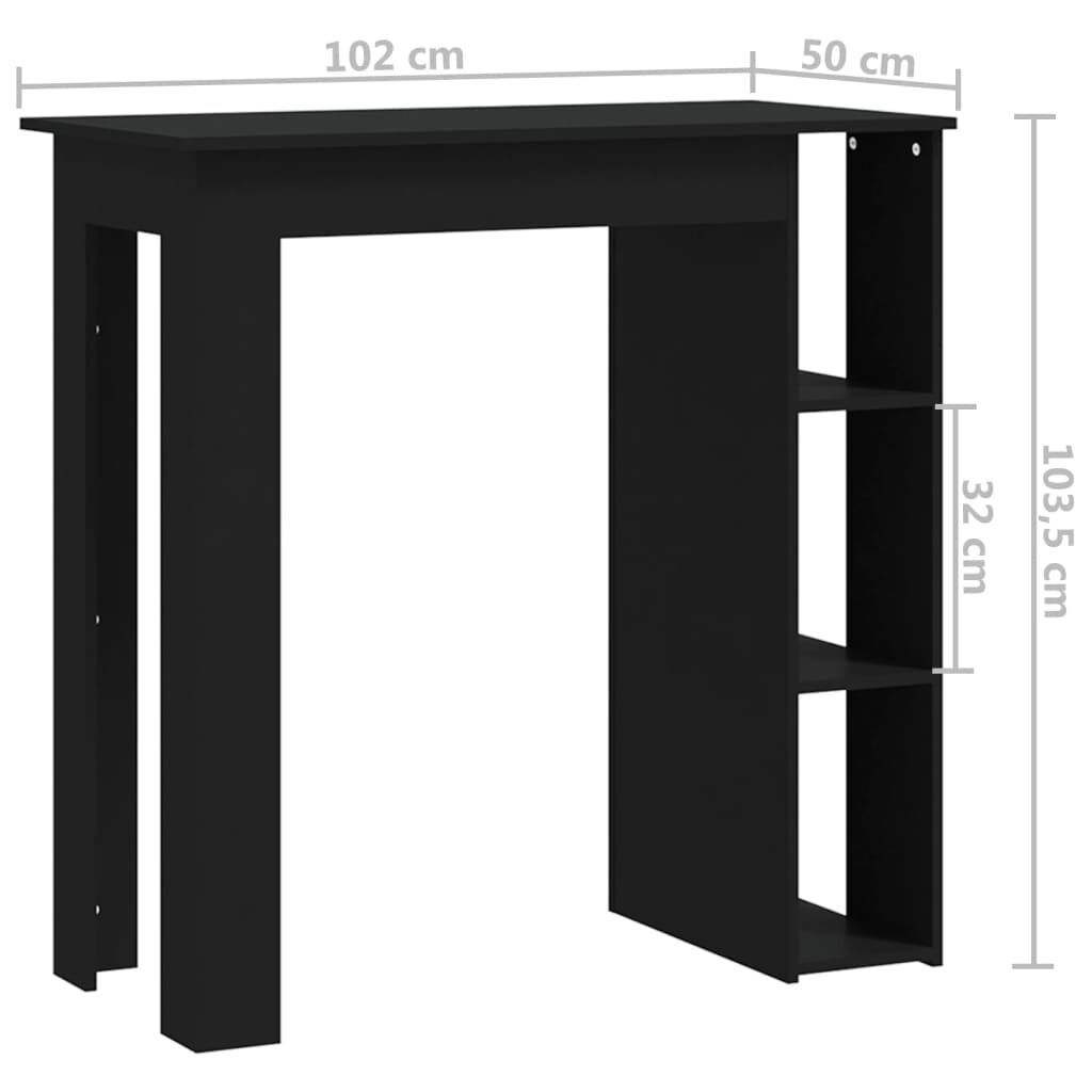 vidaXL طاولة بار ورف 103,5x50x102 سم خشب صناعي أسود