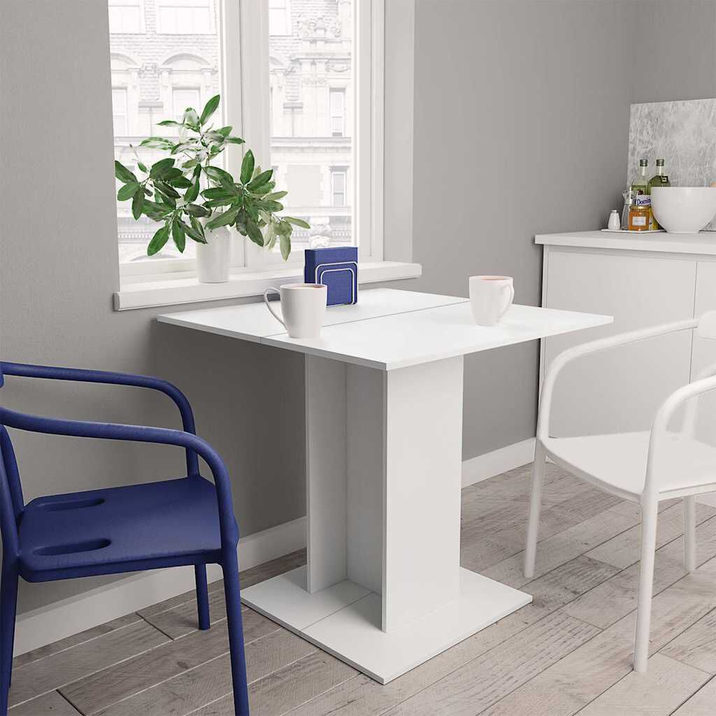vidaXL طاولة طعام لون أبيض 80×80×75 سم خشب صناعي