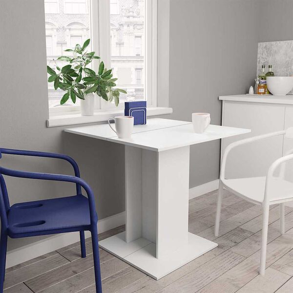 vidaXL طاولة طعام لون أبيض 80×80×75 سم خشب صناعي
