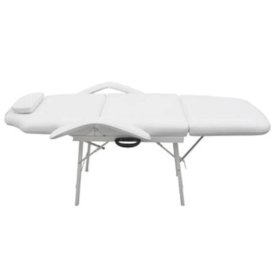 vidaXL سرير تجميل قابل للتعديل جلد صناعي أبيض