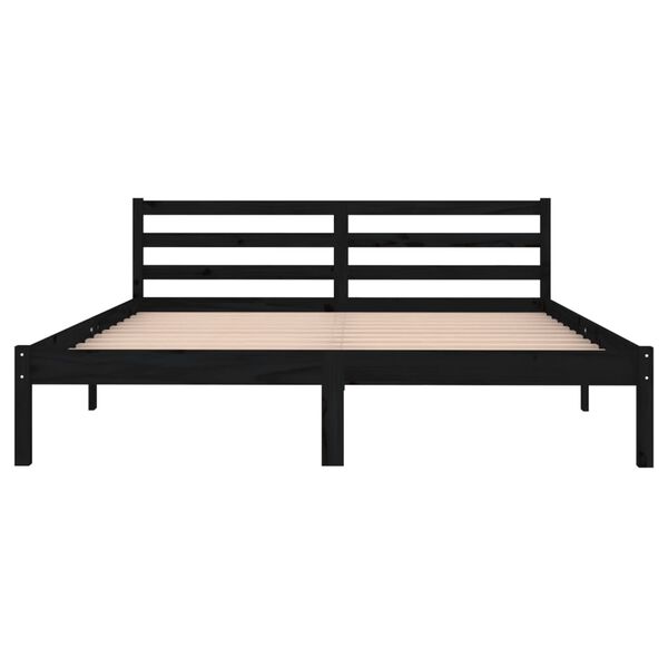 vidaXL إطار سرير خشب صنوبر صلب 160×200 سم أسود