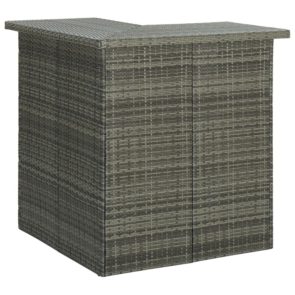 vidaXL طاولة زاوية بار رمادي 100×50×105 سم بولي روطان