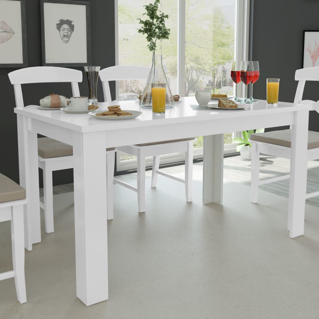 vidaXL طاولة طعام 75x80x140 سم أبيض