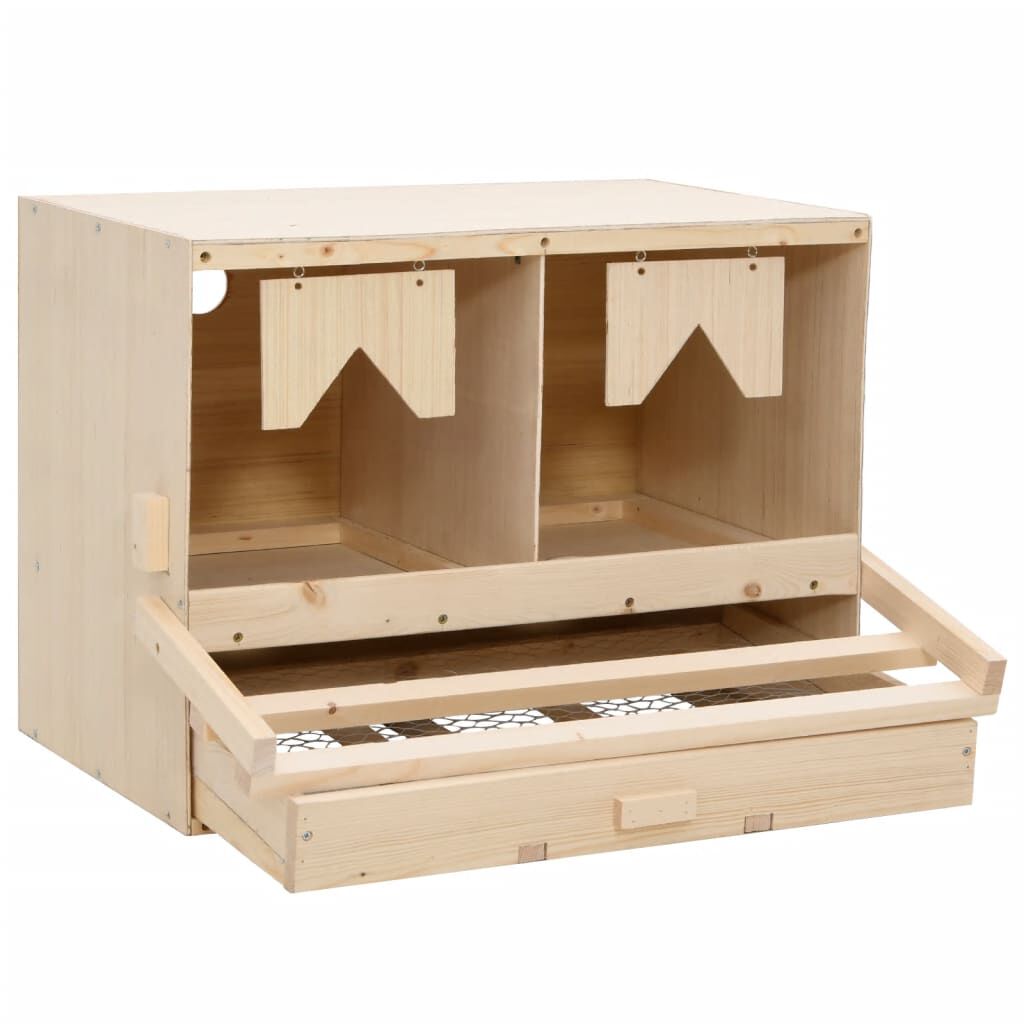 vidaXL عش دجاج حجرتين 63×40×45 سم خشب صنوبر صلب