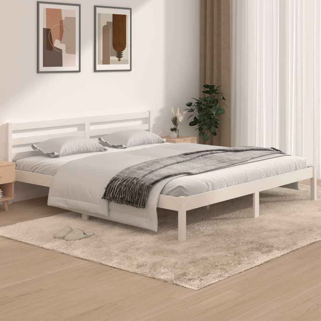 vidaXL إطار سرير خشب صنوبر صلب 180×200 سم 6FT سوبر كينج