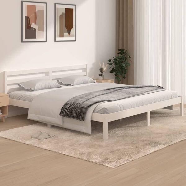 vidaXL إطار سرير خشب صنوبر صلب 180×200 سم 6FT سوبر كينج