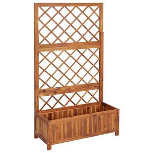 vidaXL صندوق زهور مرتفع مع تعريشة 85&times;38&times;150 سم خشب أكاسيا صلب