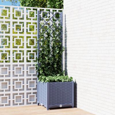 vidaXL حوض حديقة مع تعريشة أزرق رمادي 40×40×136 سم PP