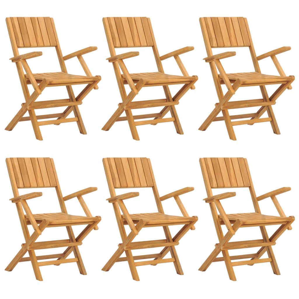 vidaXL كراسي حديقة قابلة للطي 6 ق 55x61x90 سم خشب ساج صلب