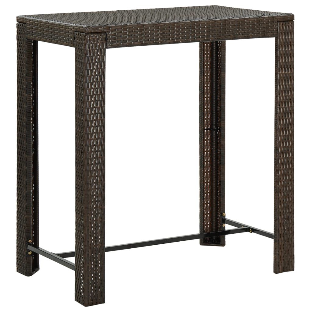 vidaXL طاولة بار حديقة بني 100×60.5×110.5 سم بولي روطان