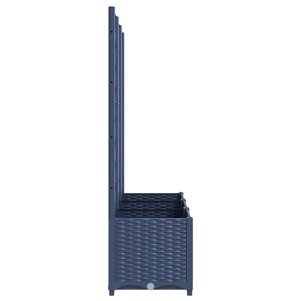 vidaXL حوض حديقة مع تعريشة أزرق رمادي 120×40×136 سم PP