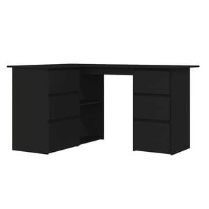 vidaXL مكتب زاوية لون أسود 145&times;100&times;76 سم خشب صناعي