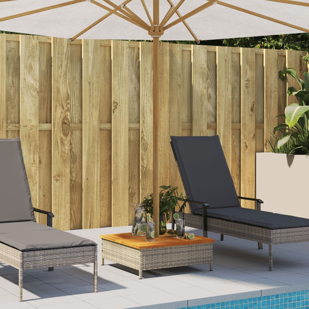 vidaXL غطاء قاعدة مظلة لون رمادي 25x70x70 سم بولي روطان وأكاسيا