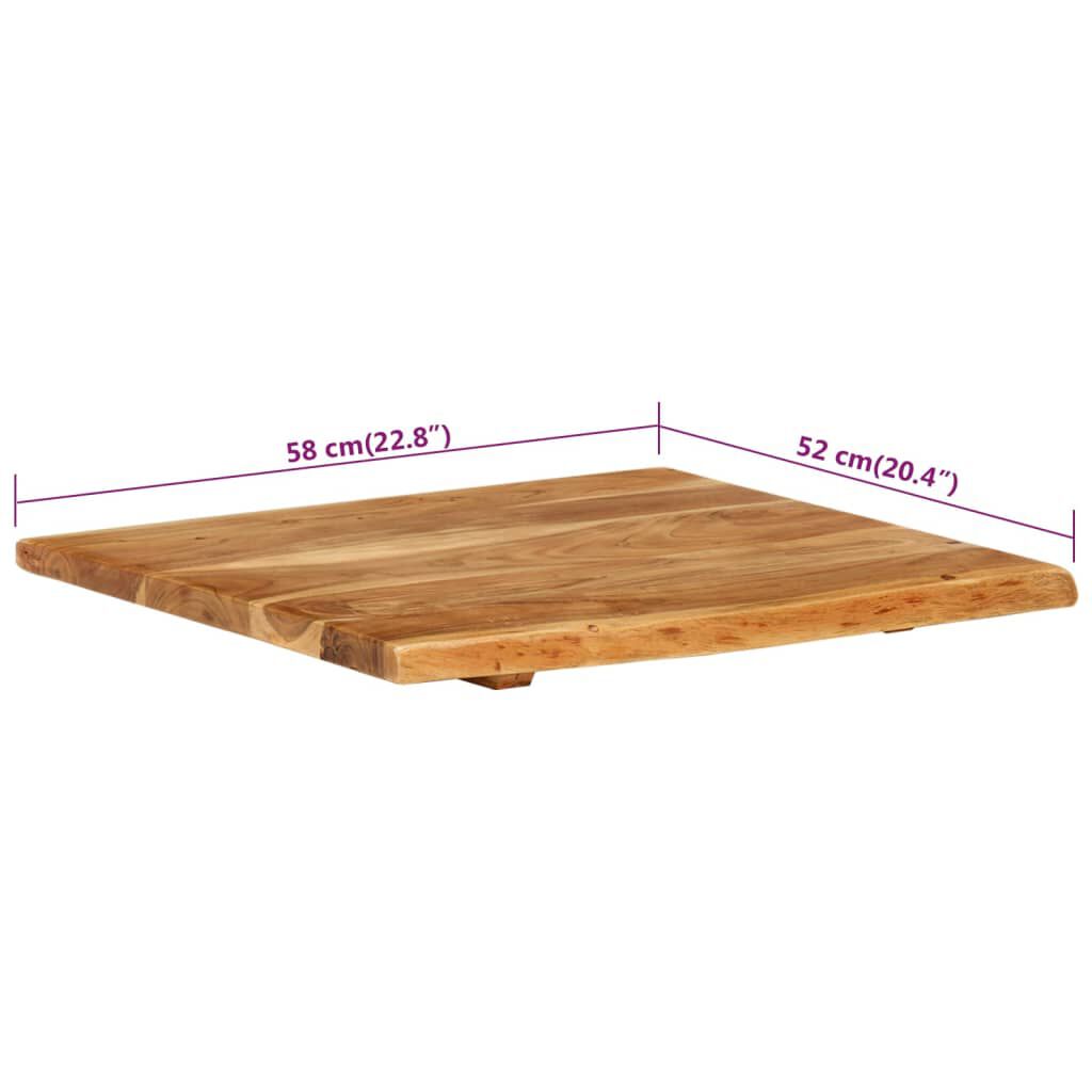 vidaXL سطح حوض حمام خشب أكاسيا صلب 58×55×2.5 سم