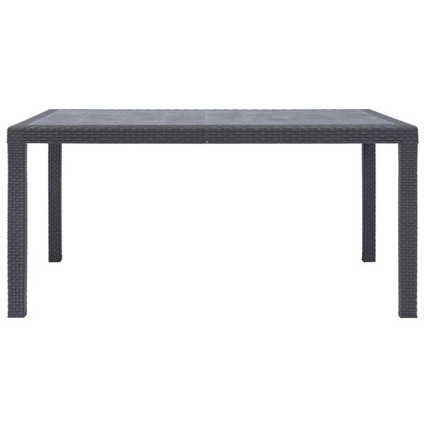 vidaXL طاولة حديقة بني 150×90×72 سم بلاستيك بمظهر روطان