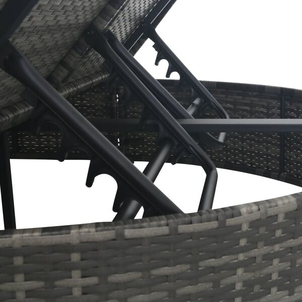 vidaXL كرسي تشمس يتسع لشخصين مع وسائد بولي روطان رمادي