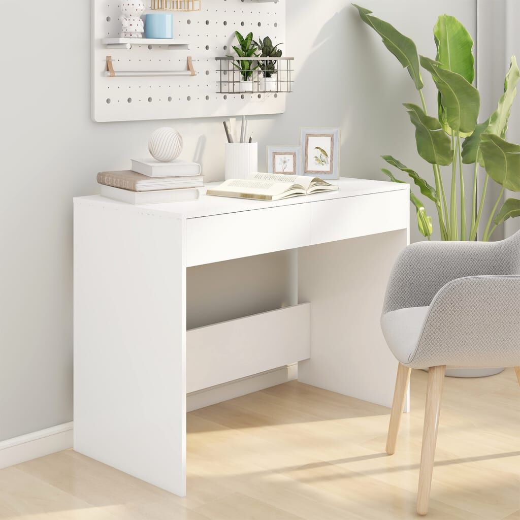 vidaXL مكتب أبيض 101×50×76.5 سم خشب صناعي