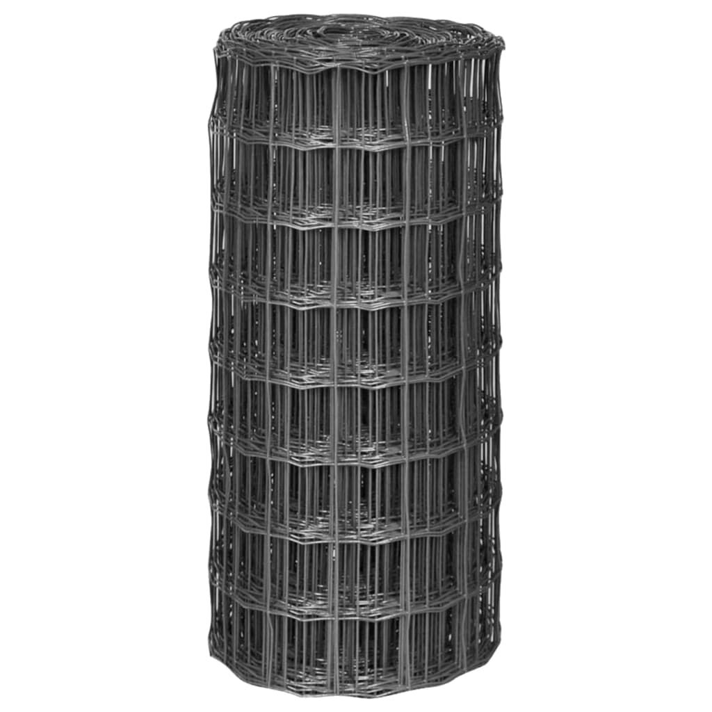 vidaXL سياج يورو فولاذ 0.8x10 متر رمادي