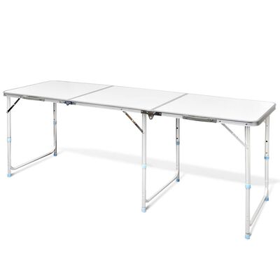 vidaXL طاولة تخييم قابلة للطي ذات ارتفاع قابل للتعديل 180×60 سم