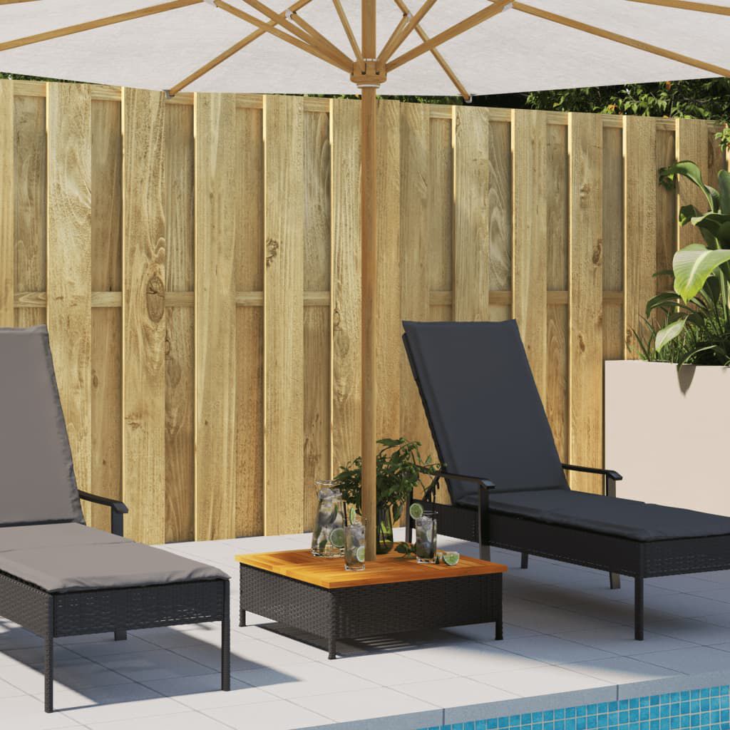 vidaXL غطاء قاعدة مظلة لون أسود 25x70x70 سم بولي روطان وأكاسيا