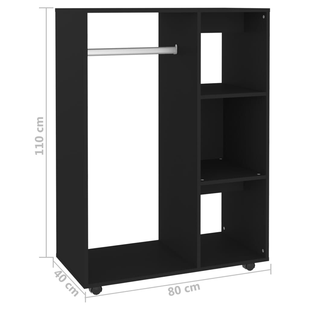vidaXL دولاب ملابس أسود 80×40×110 سم خشب صناعي