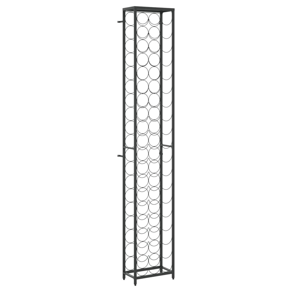 vidaXL حامل نبيذ 57 زجاجة لون أسود 200x18x34 سم حديد مطاوع
