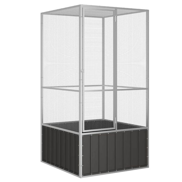 vidaXL قفص طيور أنثراسايت 211,5x107x111 سم فولاذ مجلفن