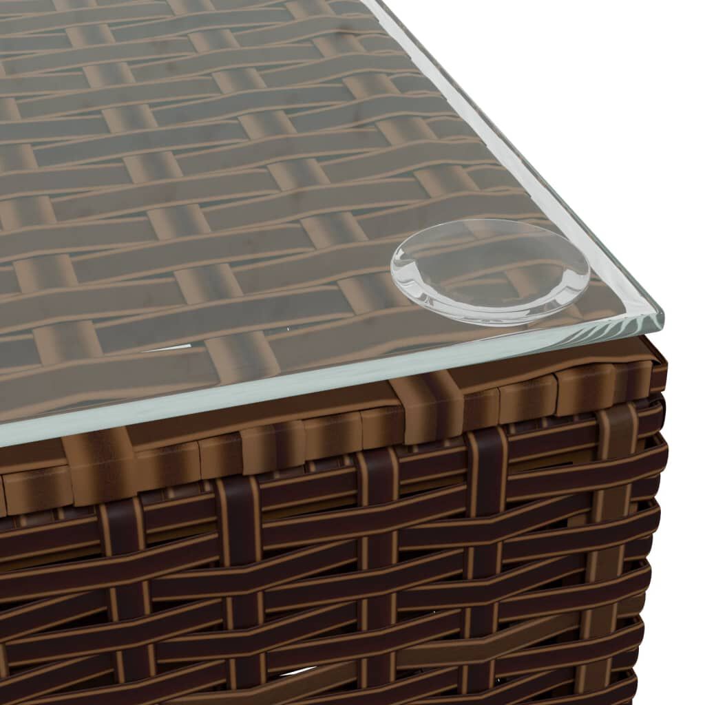 vidaXL طاولة قهوة للحديقة بني 60×60×30 سم بولي روطان وزجاج