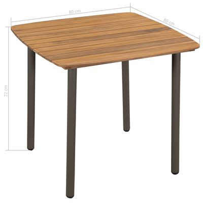 vidaXL طاولة حديقة 80×80×72 سم خشب أكاسيا صلب وفولاذ