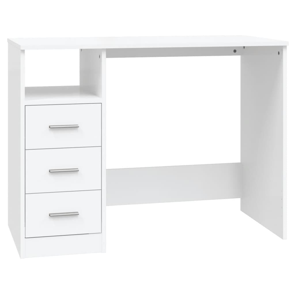 vidaXL مكتب بأدراج لون أبيض 102×50×76 سم خشب صناعي