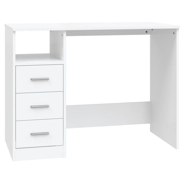 vidaXL مكتب بأدراج لون أبيض 102×50×76 سم خشب صناعي