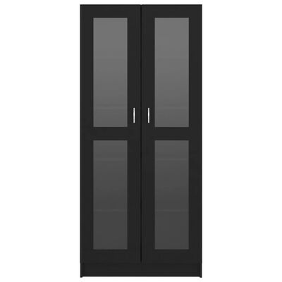 vidaXL حزانة عرض أسود 82.5×30.5×185.5 سم خشب حبيبي