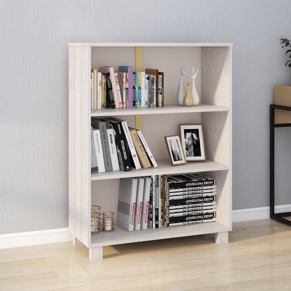 vidaXL خزانة كتب أبيض 85×35×112 سم خشب صنوبر صلب