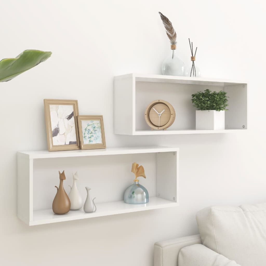 vidaXL رفوف جدارية مكعبة 2 ق أبيض 60×15×23 سم خشب صناعي