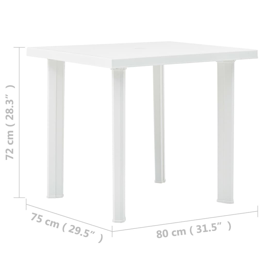 vidaXL طاولة حديقة أبيض 80×75×72 سم بلاستيك