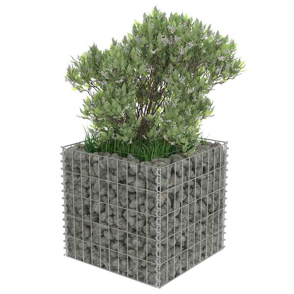 vidaXL حوض جابيون زراعي مرتفع فولاذ مجلفن 50x50x50 سم