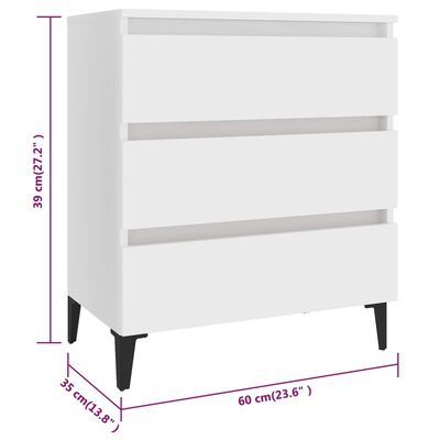 vidaXL خزانة جانبية أبيض 60×35×69 سم خشب صناعي