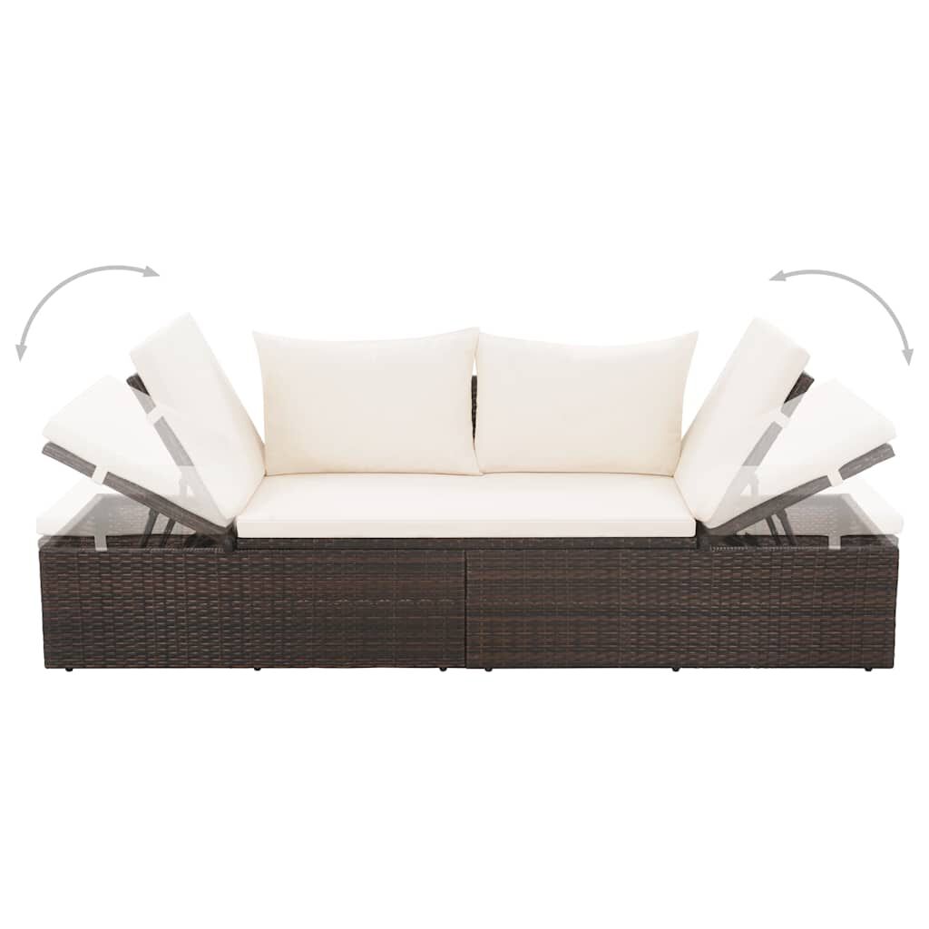 vidaXL سرير حديقة بني 195×60 سم بولي روطان