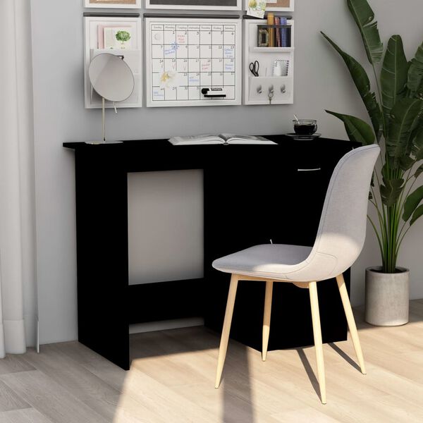 vidaXL مكتب لون أسود 100×50×76 سم خشب صناعي