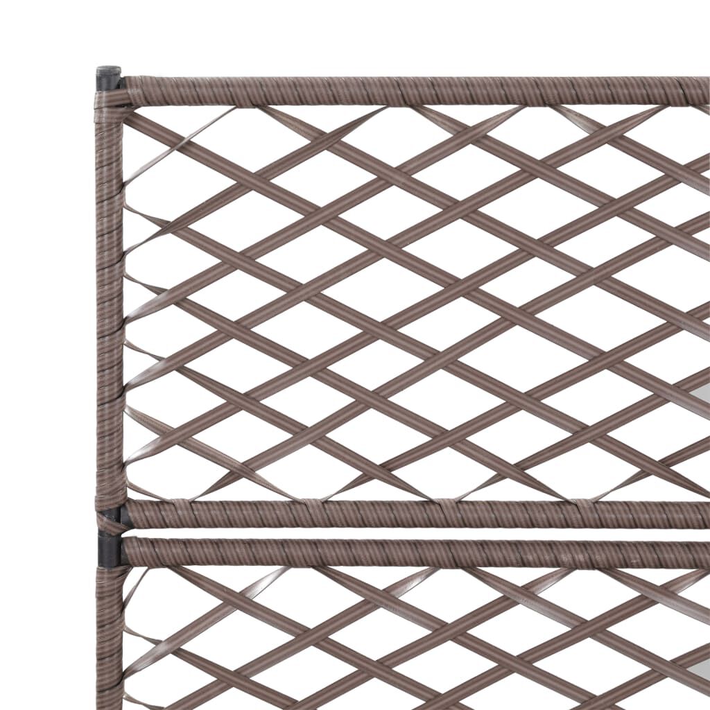حوض تعريشة زراعي مرتفع مع 3 أصائص 130x30x83 سم بولي روطان بني