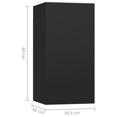 vidaXL خزائن تلفاز 7ق أسود 30,5x30x60 سم خشب صناعي (3x803329+803328)